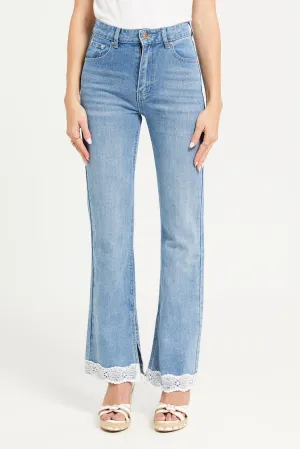 Women Blue Denim With Embroidered Detailing Jeans