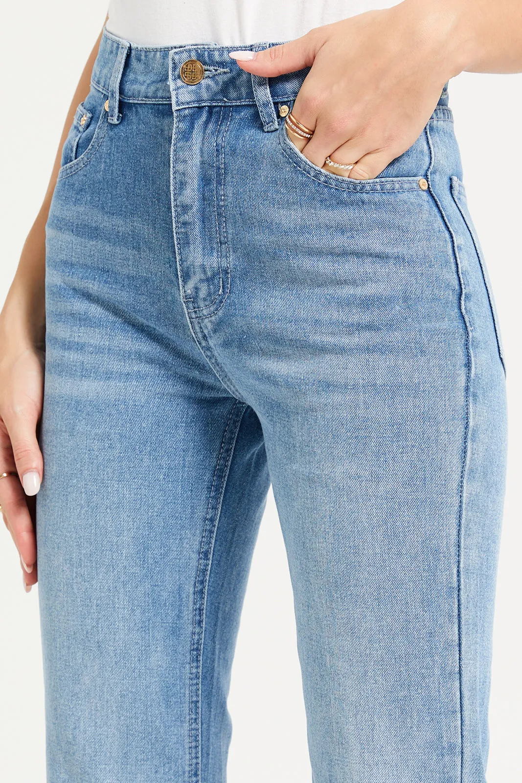 Women Blue Denim With Embroidered Detailing Jeans