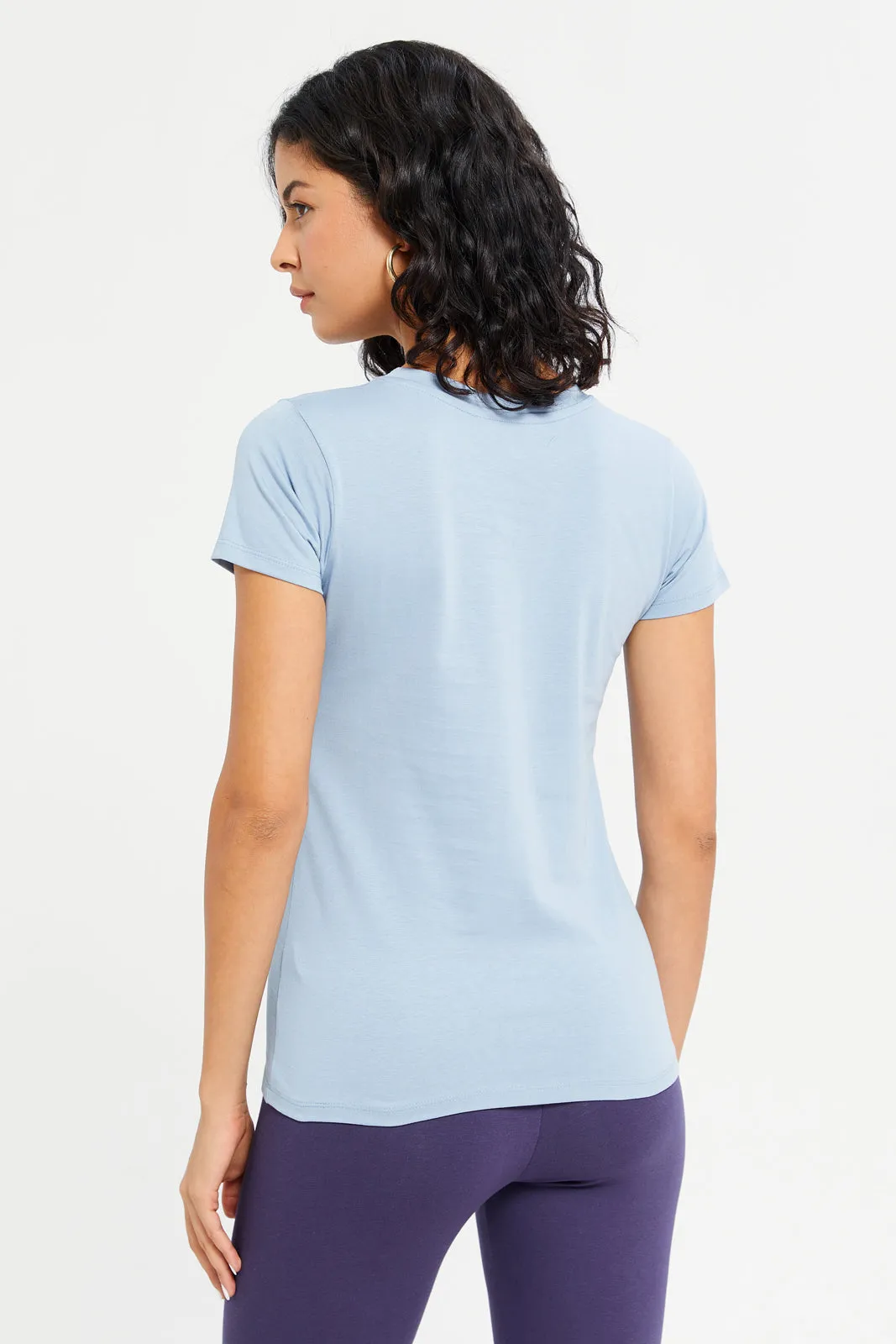 Women Blue Le Mode Embellished T-Shirt