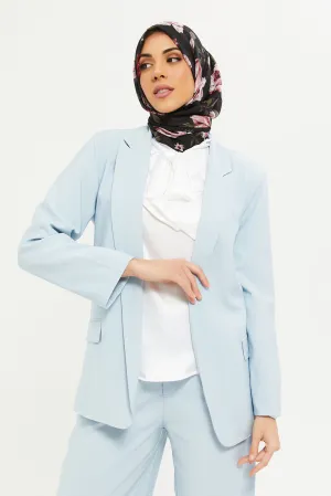 Women Blue Long Sleeve Tailored Jacket