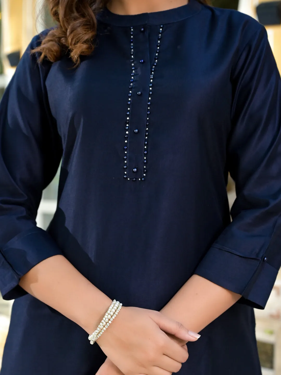 Women Blue Pure Silk Kurta Set