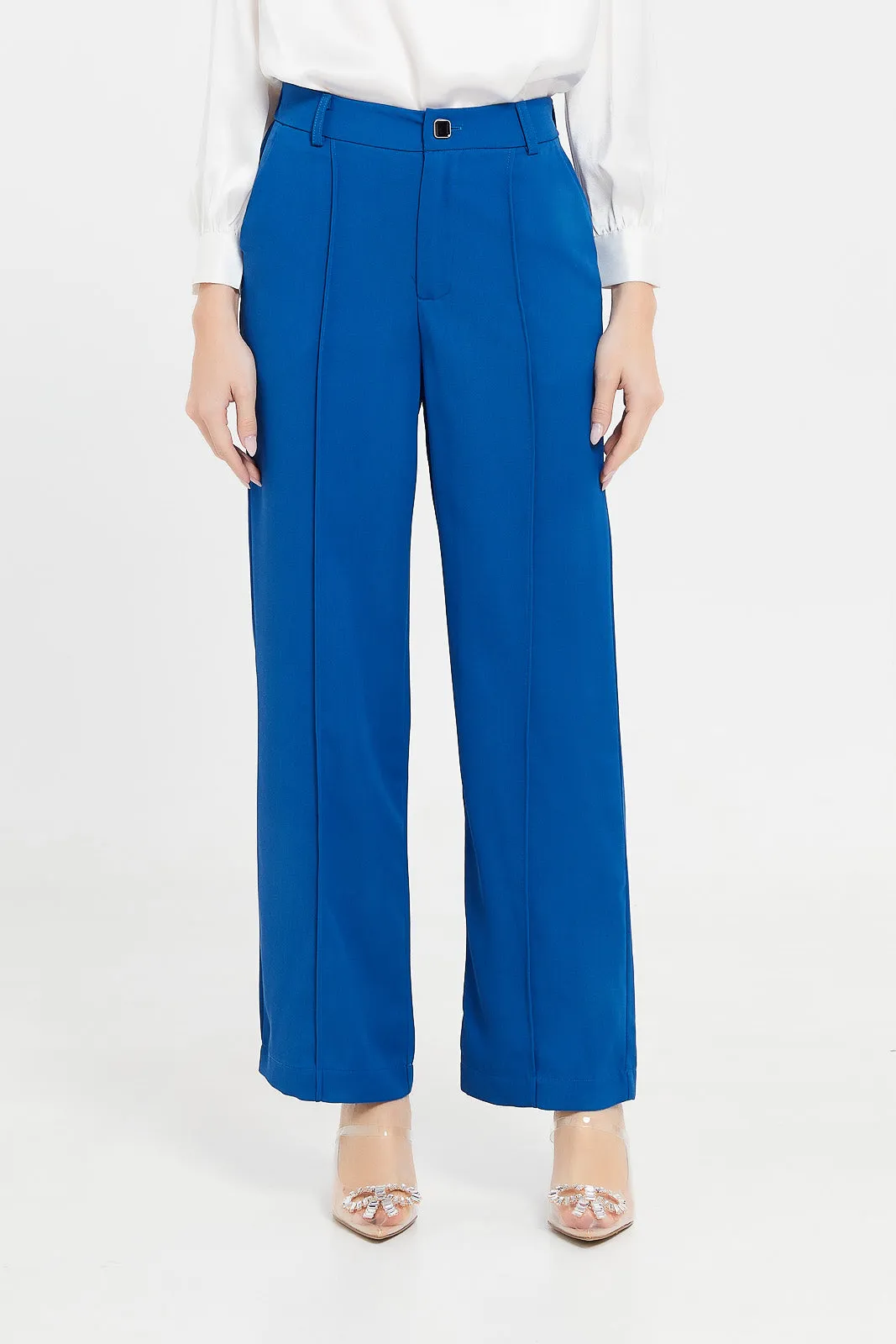 Women Blue Straight Fit Trouser