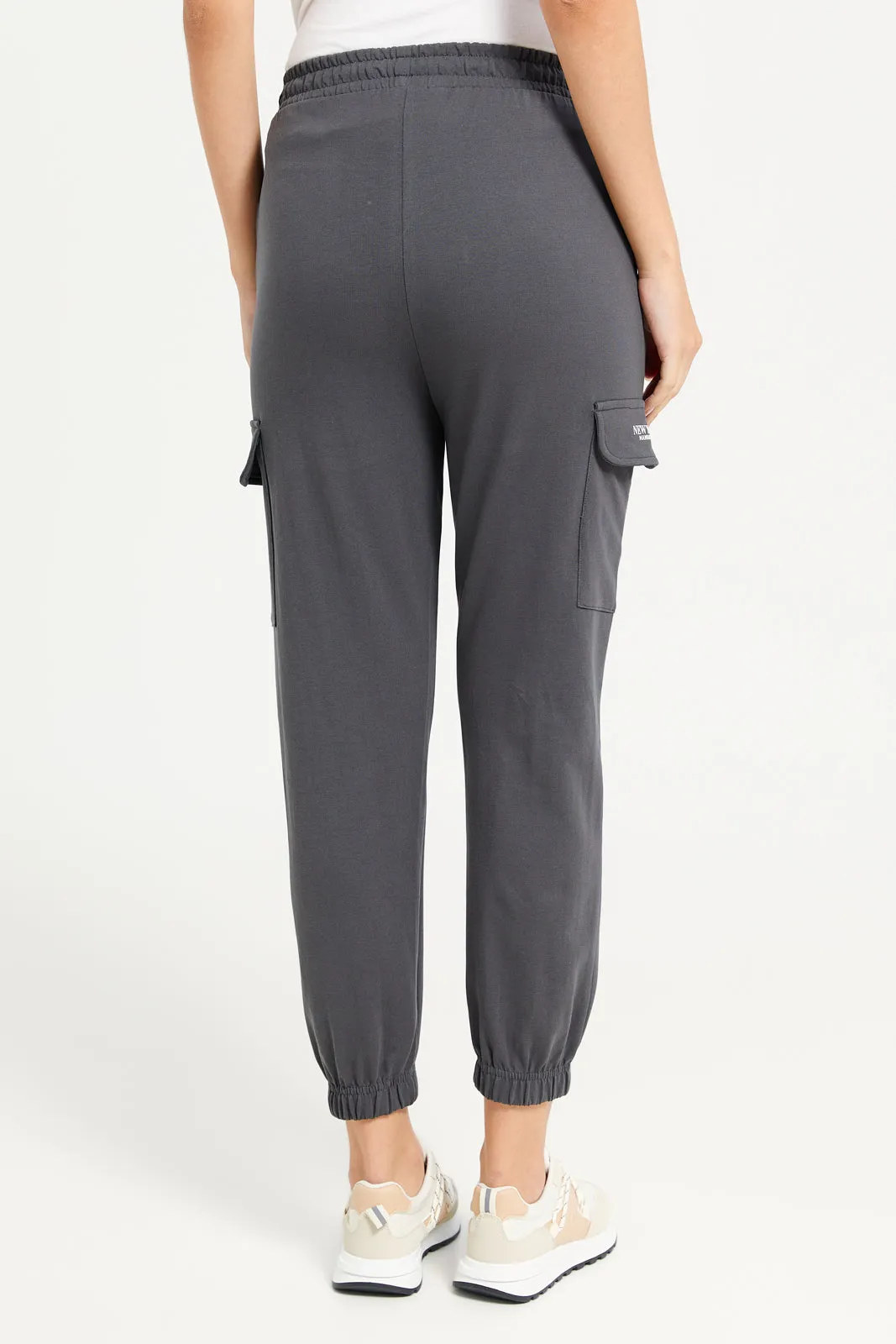 Women Charcoal Cargo Pocket Jogger Pants