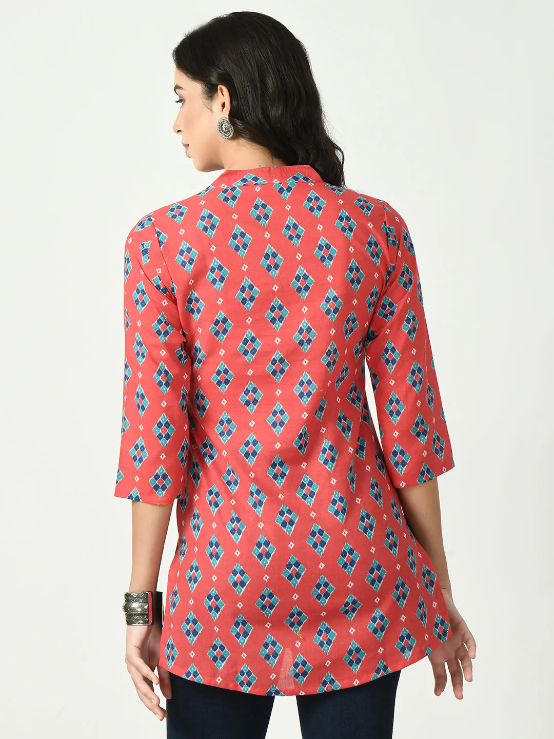 Women Coral Printed Short Kurti