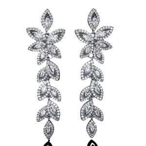 Women Crystal Long Leaves Drop Earrings.