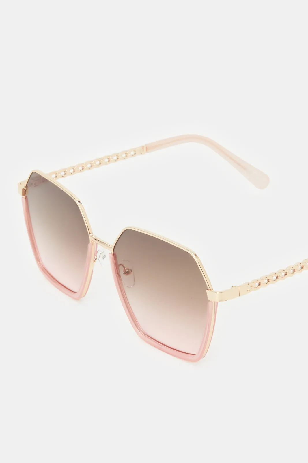 Women Gold Metal Oversized Sunglasses