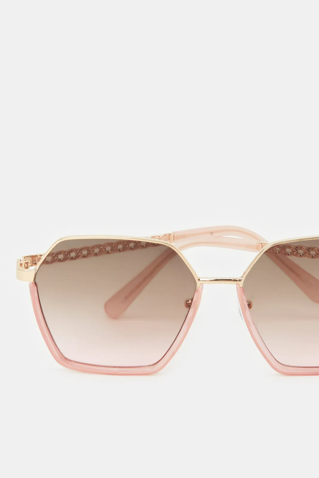 Women Gold Metal Oversized Sunglasses