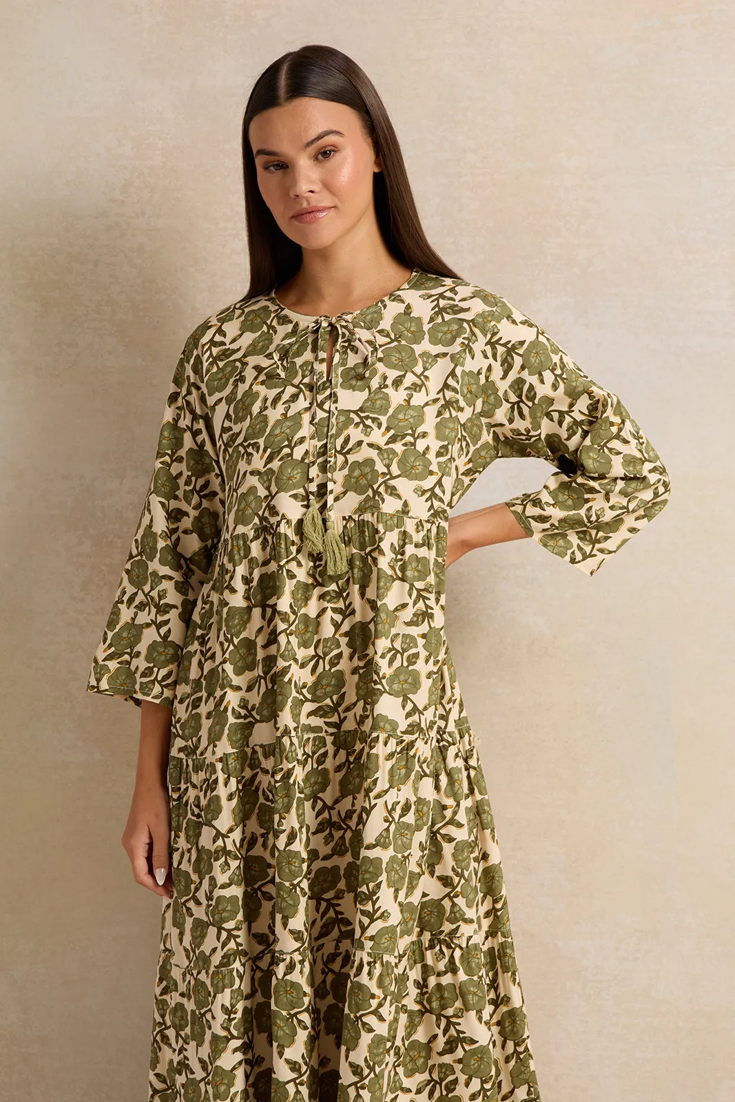 Women Green Bold Printed Nightgown