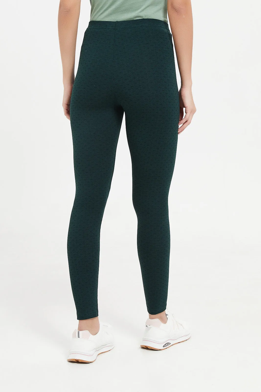 Women Green Printed Leggings