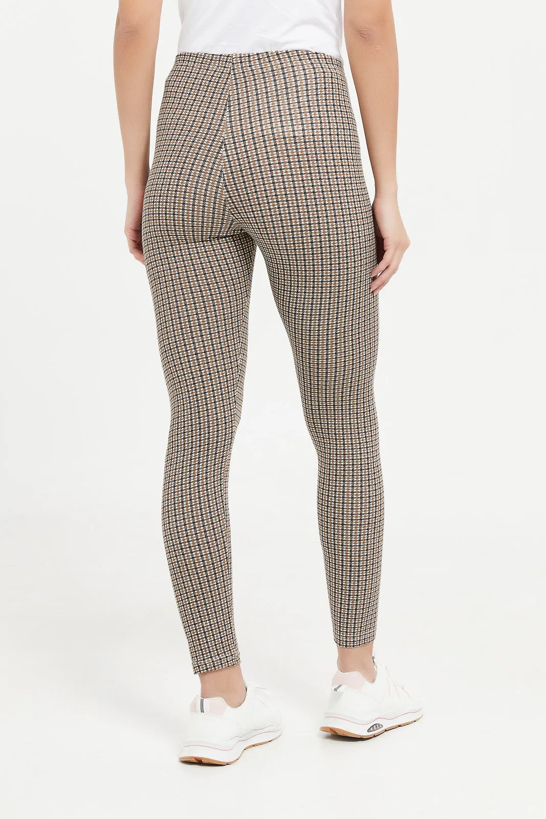 Women Grey Checked Leggings