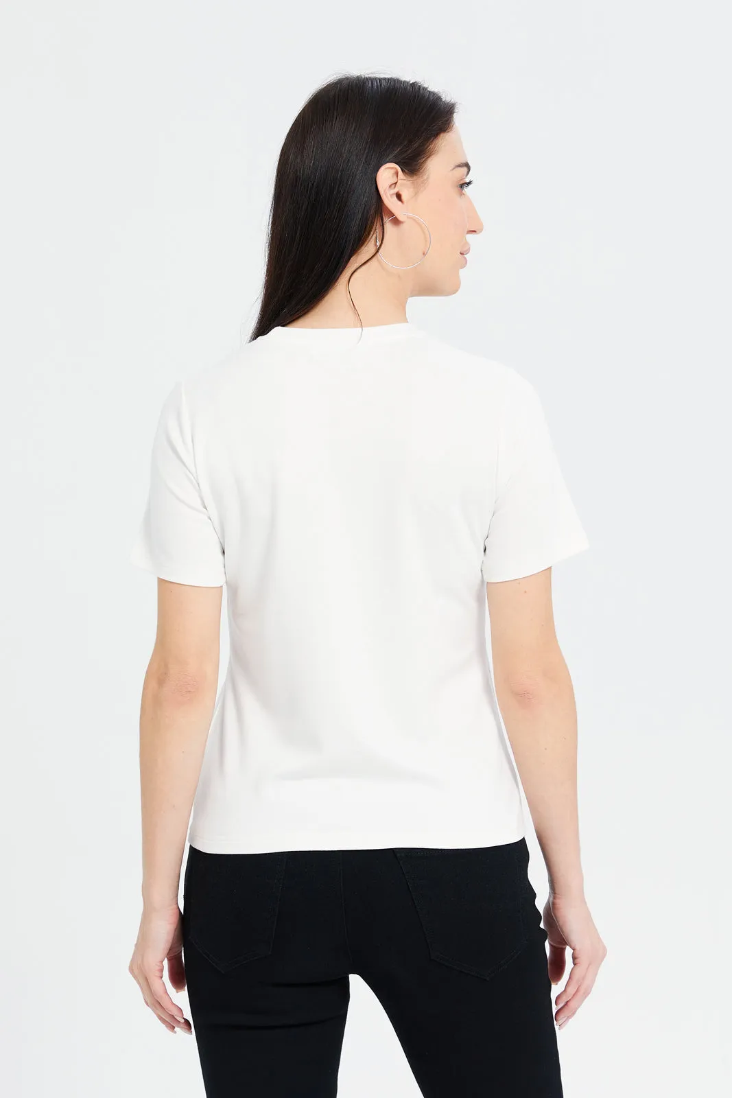 Women Ivory Printed T-Shirt