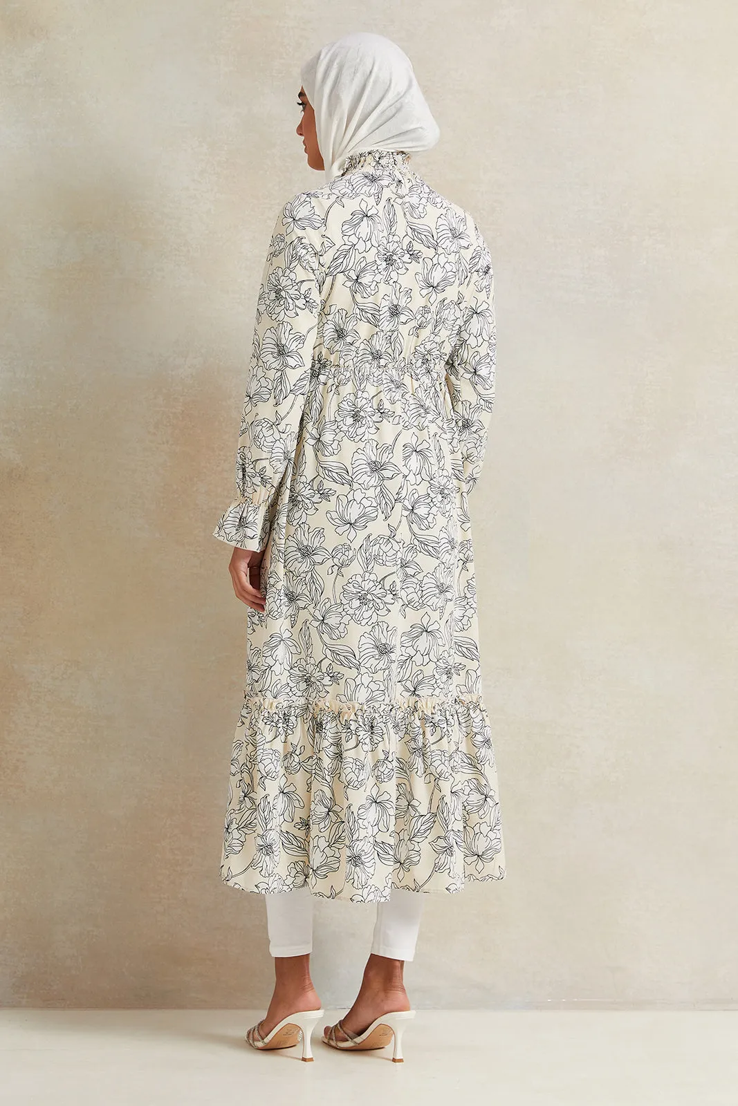 Women Ivory Printed Tier Dress