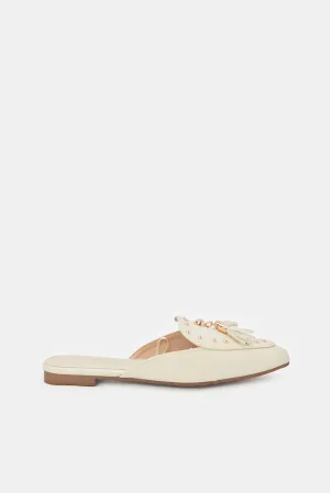 Women Ivory Stud Closed Toe Mule