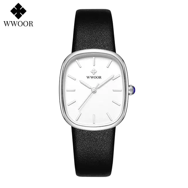 Women Leather Strap Watches - WWOOR Luxury Quartz, Water Resistant 3Bar, Shock Resistant