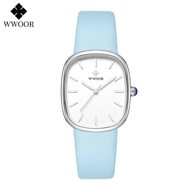 Women Leather Strap Watches - WWOOR Luxury Quartz, Water Resistant 3Bar, Shock Resistant