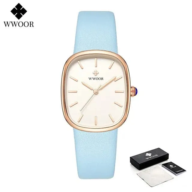 Women Leather Strap Watches - WWOOR Luxury Quartz, Water Resistant 3Bar, Shock Resistant