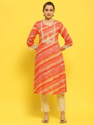 Women Liva Rayon Coral Embroidered Kurta