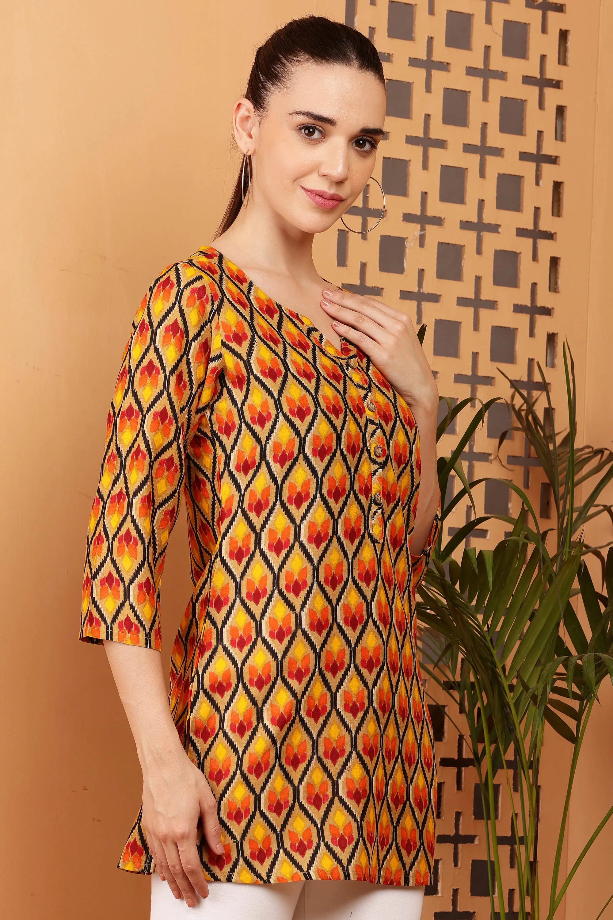 Women Multi Applique Rayon Kurti