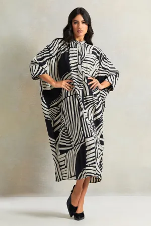 Women Multicolour Long Sleeve Kaftan Printed Dress