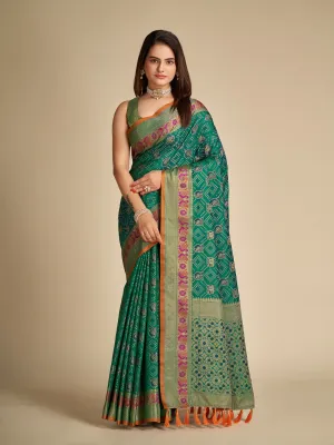 Women Party Wear Pure Patola Silk Saree with Un-Stitched Blouse