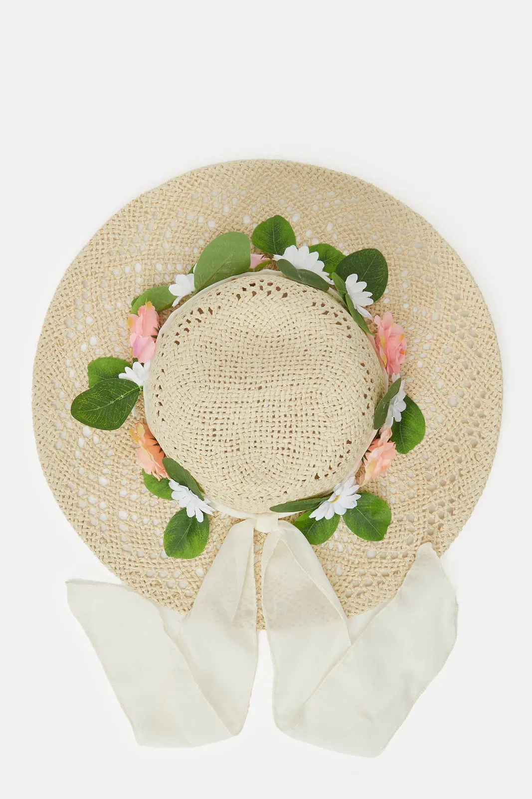 Women Pink Color Floral Embellished Hat