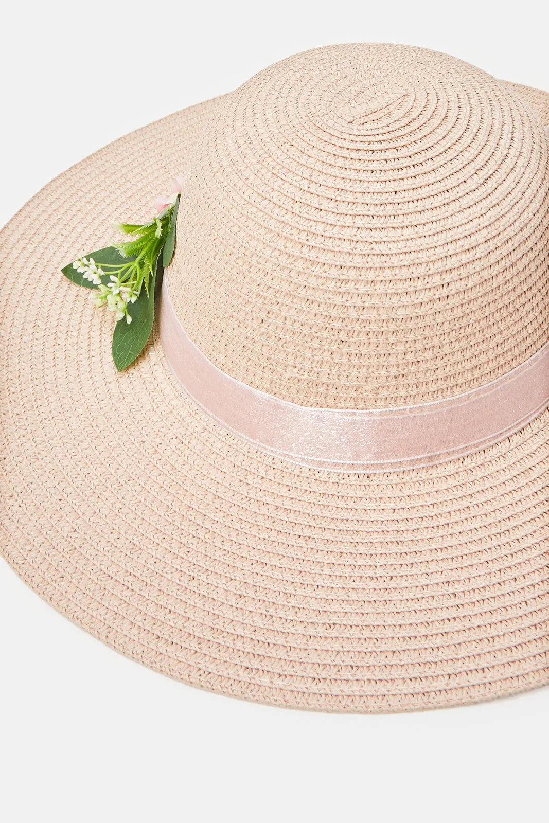 Women Pink Floral Embellished Hat