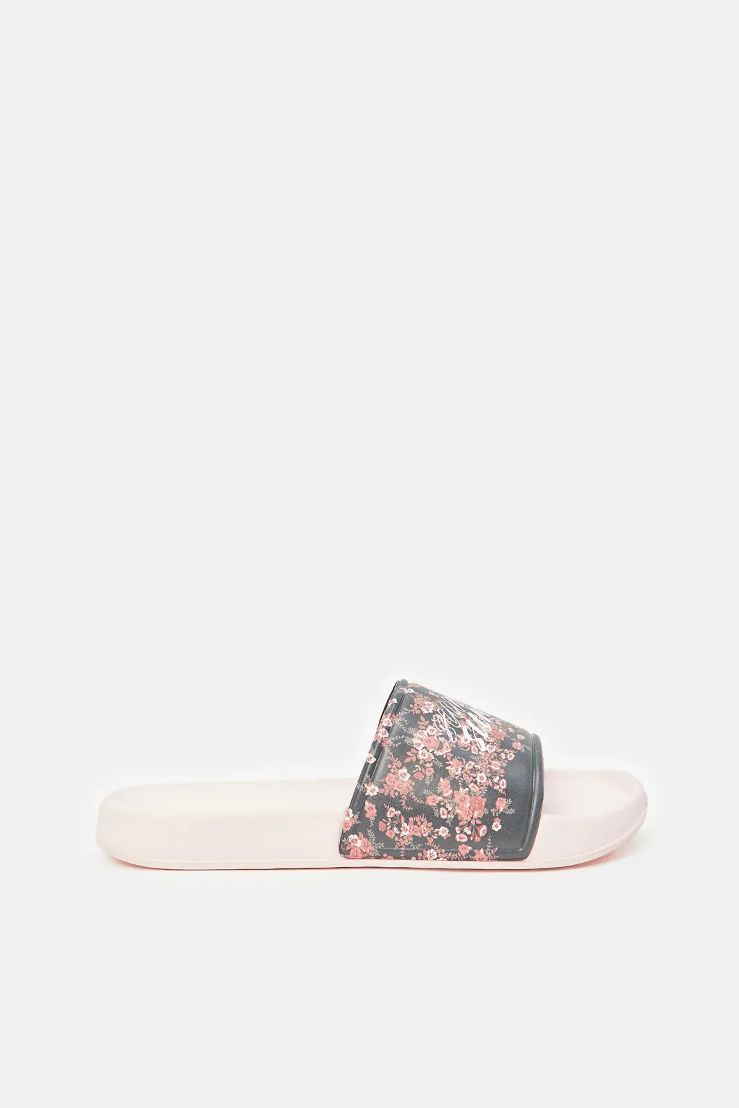 Women Pink Hello Summer Printed Slide