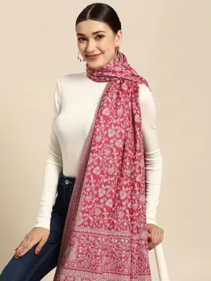 Women Pink Kashmiri Woven Embroidery Design Shawl