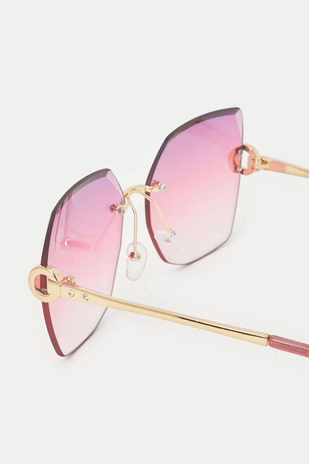 Women Pink Oversized Sunglasses