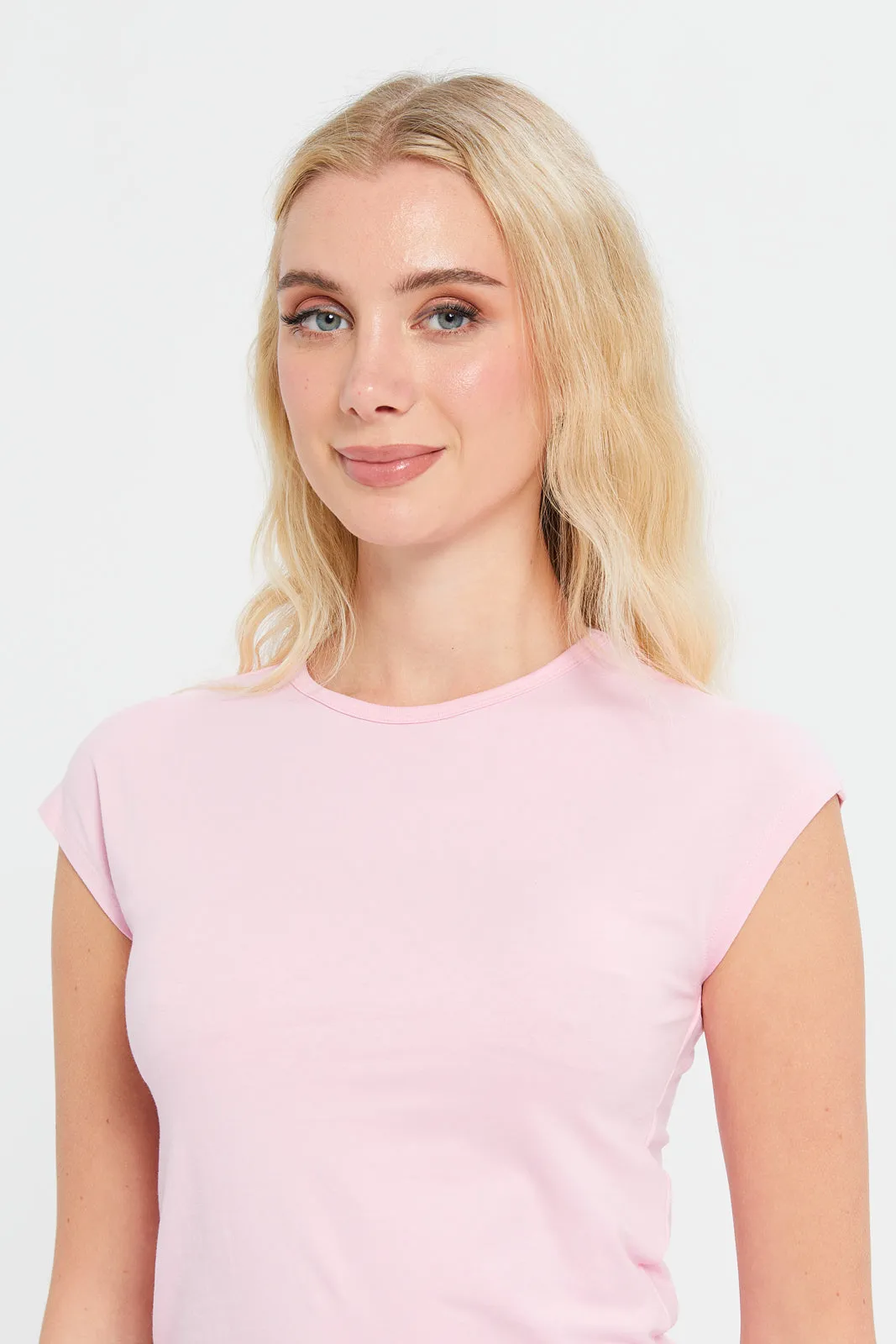 Women Pink Round Neck Top