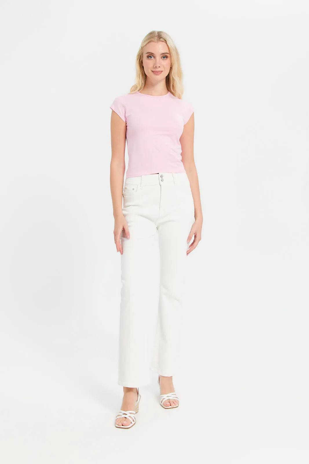 Women Pink Round Neck Top