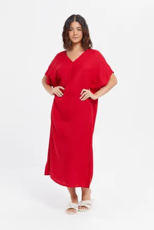 Women Red Kaftan Nightgown