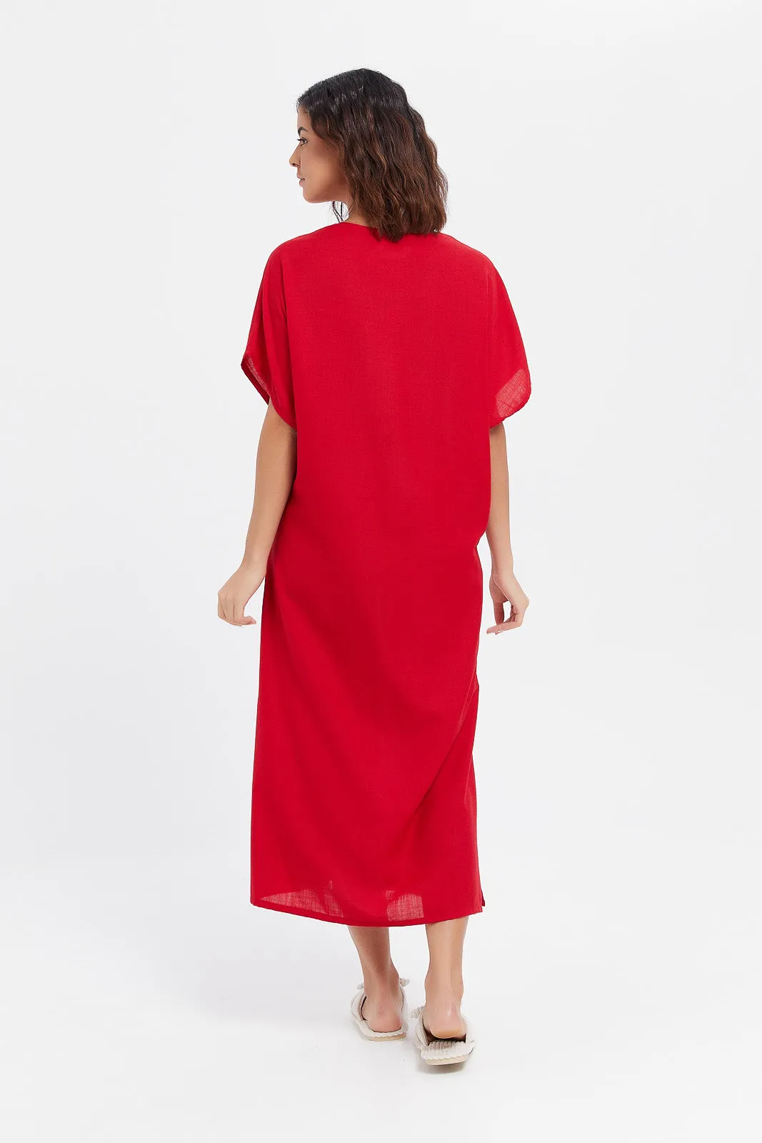 Women Red Kaftan Nightgown