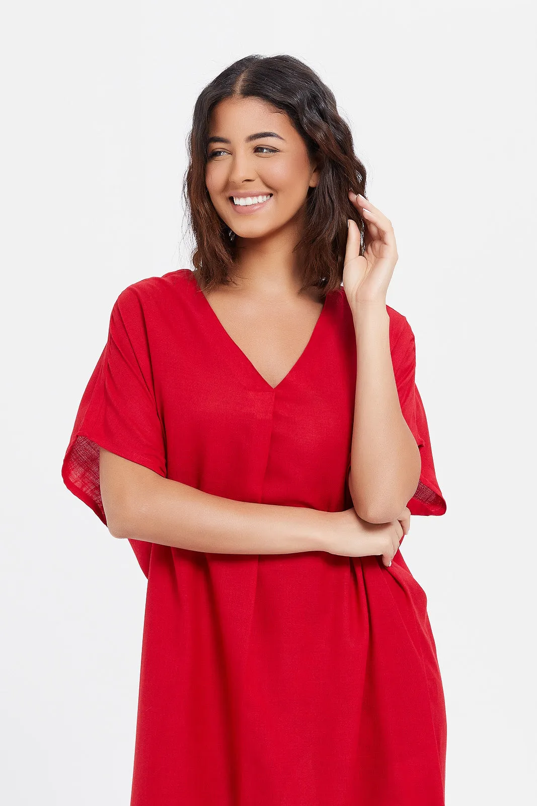 Women Red Kaftan Nightgown