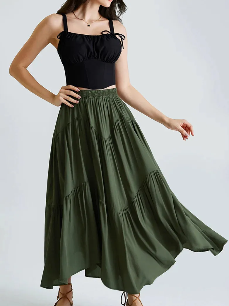 Women Renaissance Irregular Hem Tiered Swing Skirt