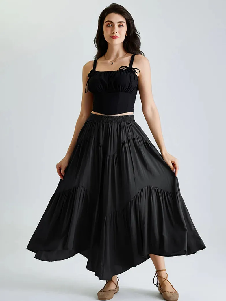 Women Renaissance Irregular Hem Tiered Swing Skirt