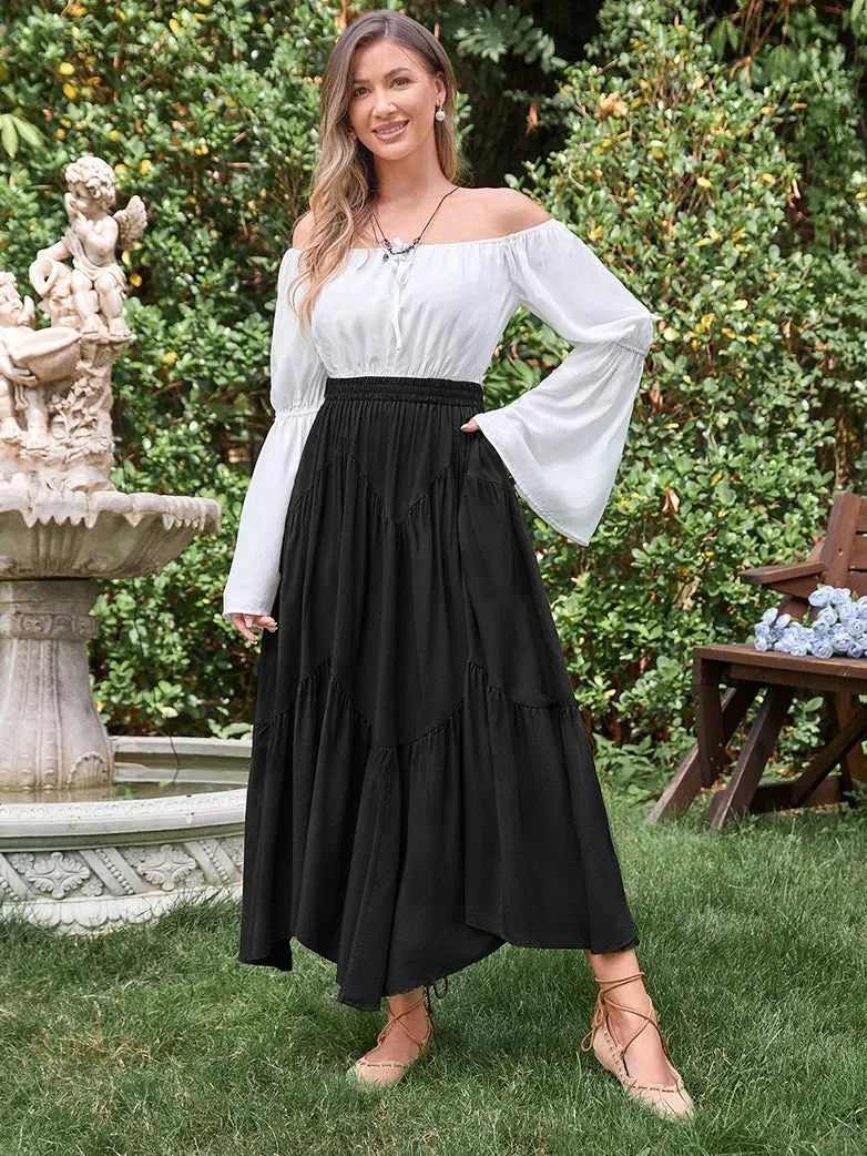 Women Renaissance Irregular Hem Tiered Swing Skirt