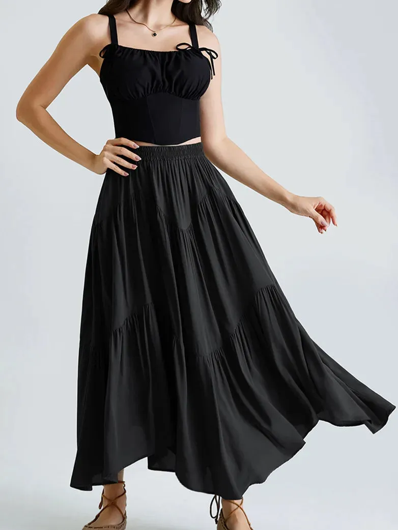 Women Renaissance Irregular Hem Tiered Swing Skirt