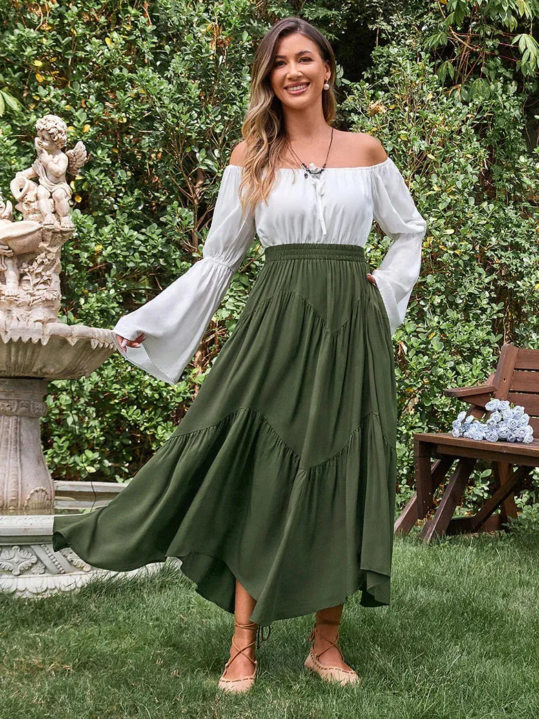 Women Renaissance Irregular Hem Tiered Swing Skirt