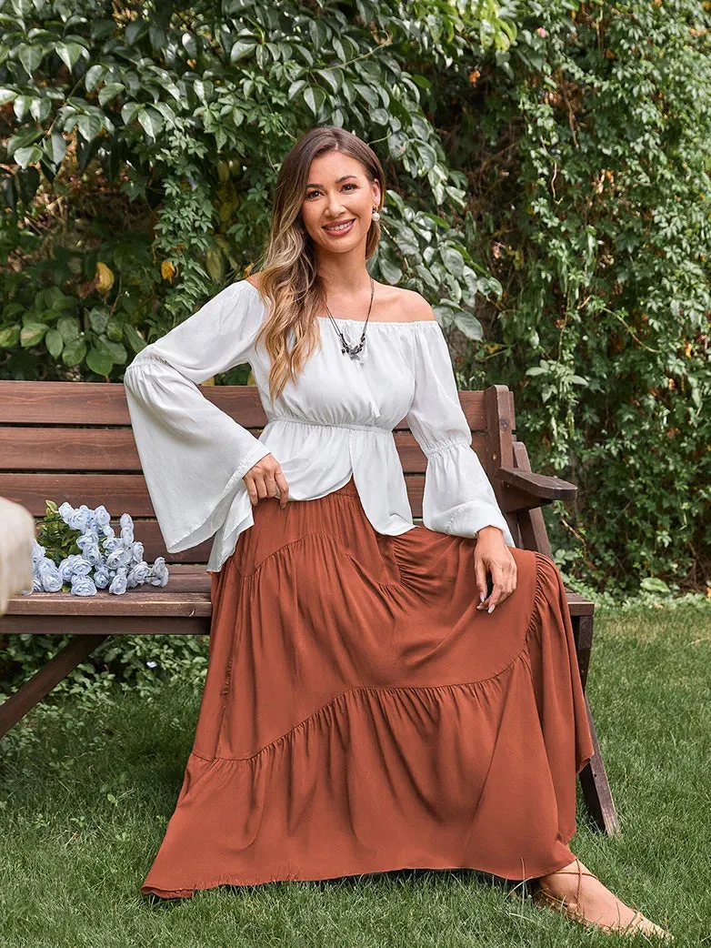 Women Renaissance Irregular Hem Tiered Swing Skirt