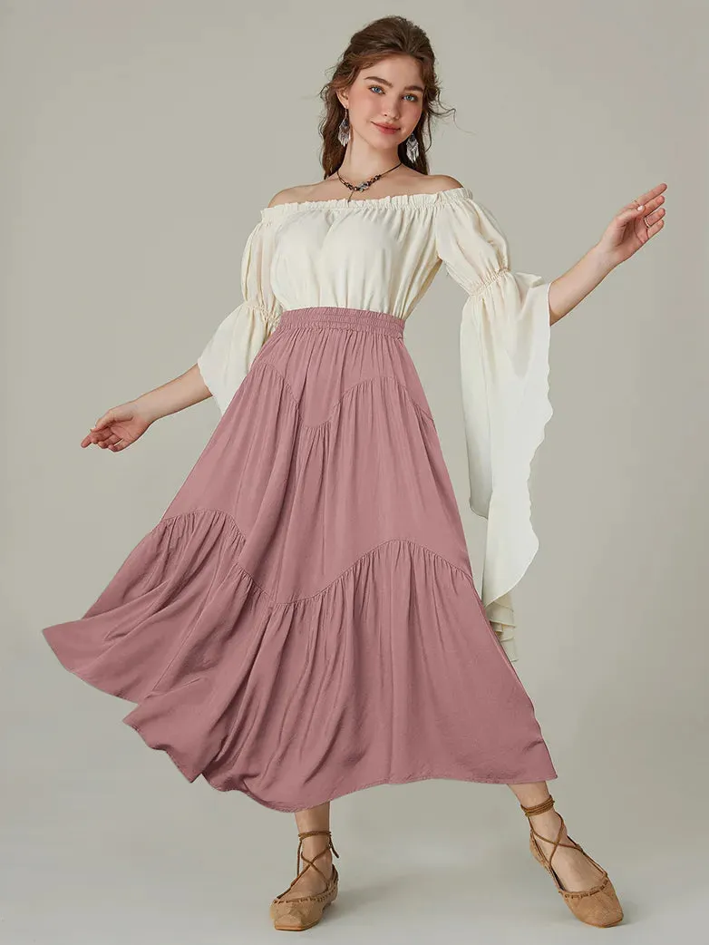 Women Renaissance Irregular Hem Tiered Swing Skirt