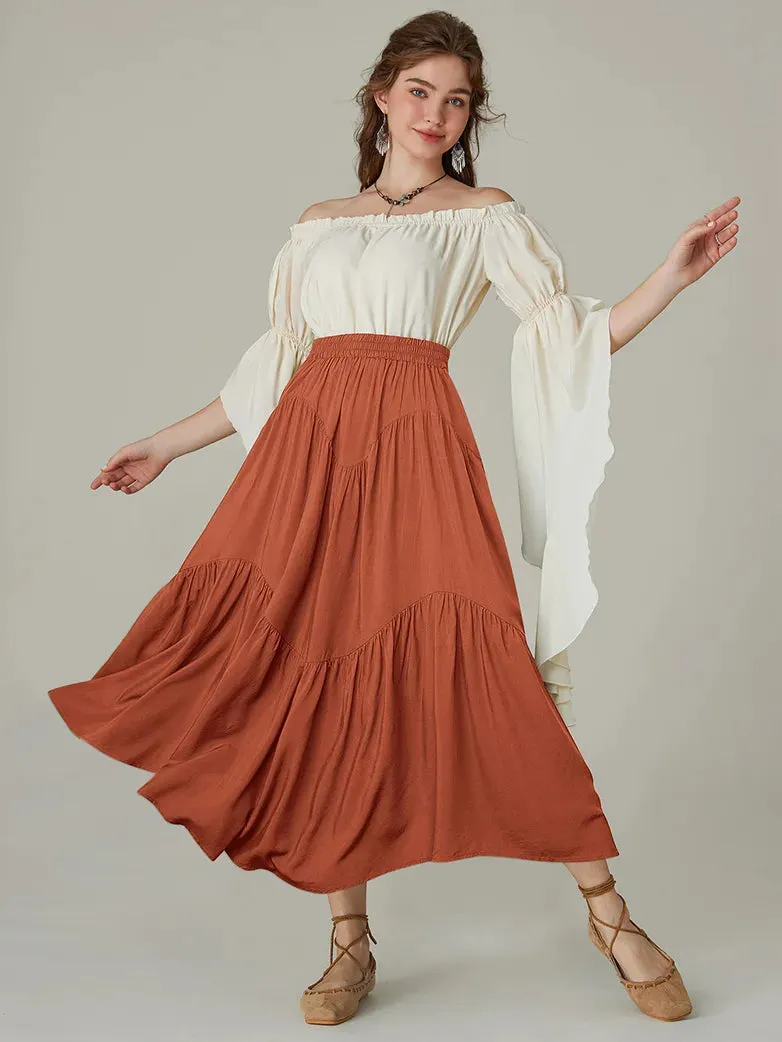 Women Renaissance Irregular Hem Tiered Swing Skirt