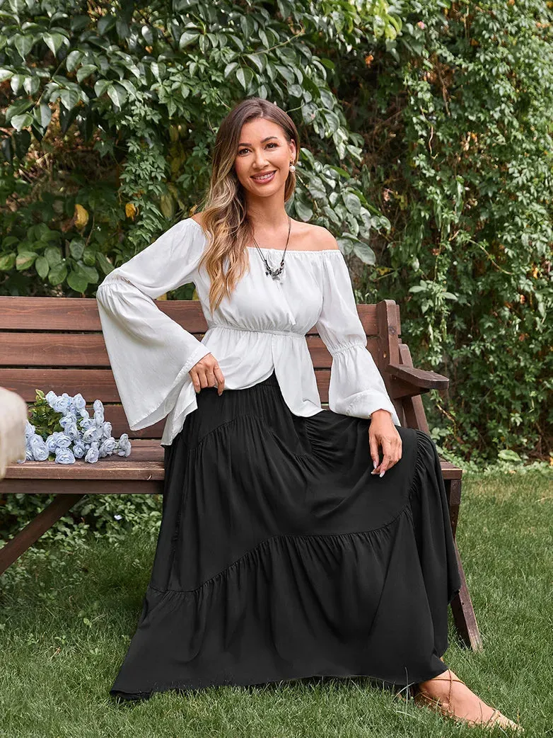 Women Renaissance Irregular Hem Tiered Swing Skirt