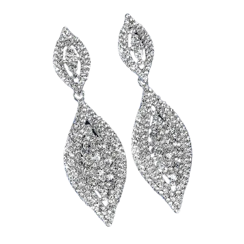 Women Rhinestone Leaf Dangling Earrings