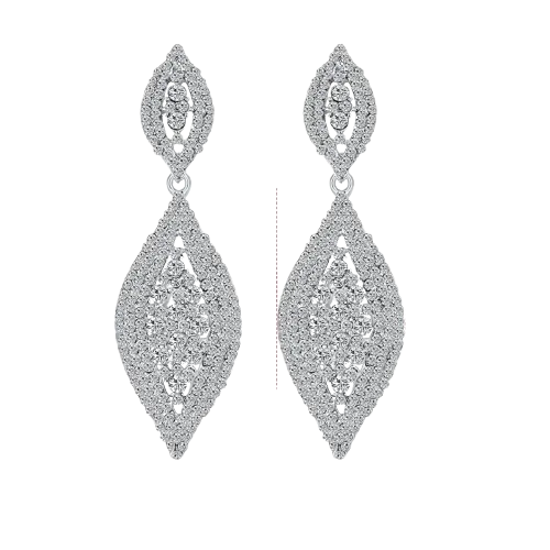 Women Rhinestone Leaf Dangling Earrings