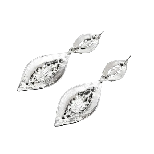 Women Rhinestone Leaf Dangling Earrings