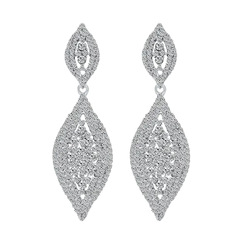 Women Rhinestone Leaf Dangling Earrings