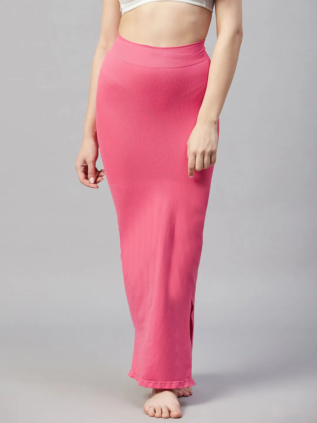 Women Saree Shapewear With Side Slits - Light Pink