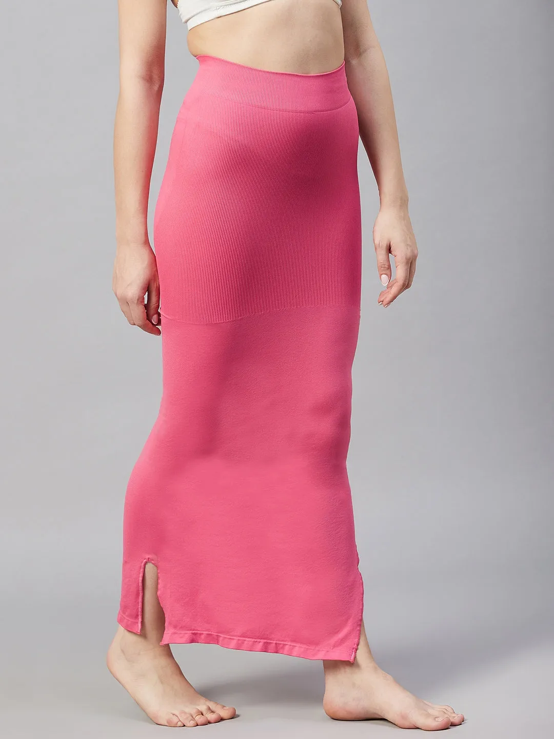 Women Saree Shapewear With Side Slits - Light Pink