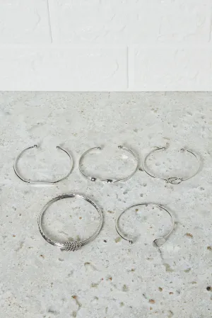 Women Silver Embellished Bangle Set (Pack Of 5)